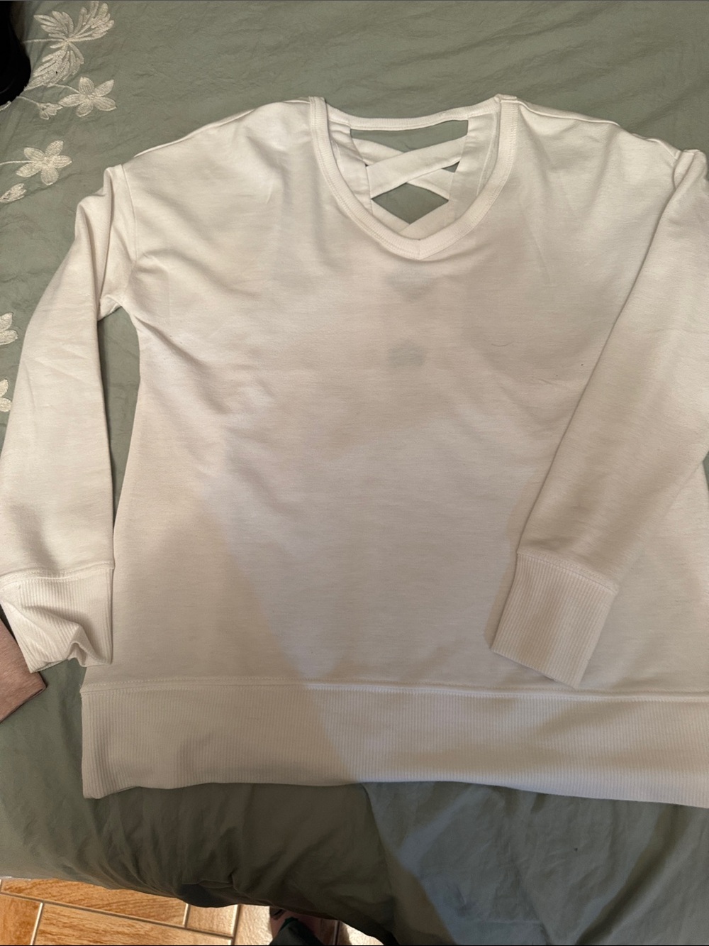 Women's Cream Crisscross V-Neck Sweater